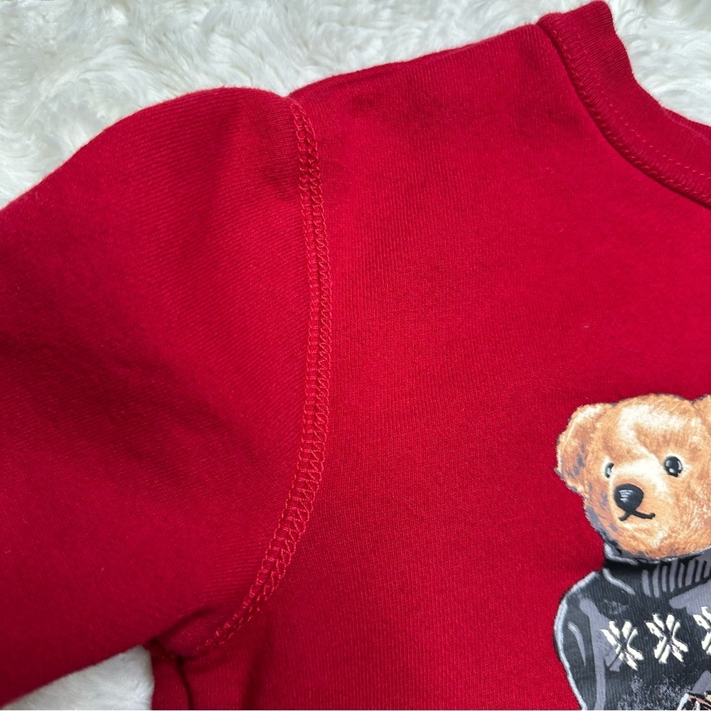 Polo by Ralph Lauren Sweatshirt Holiday Bear Red Size 5 - Picture 8 of 16